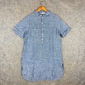 Free People x CP Shades Chambray Tunic Dress Womens Small Blue 100% Linen Boho